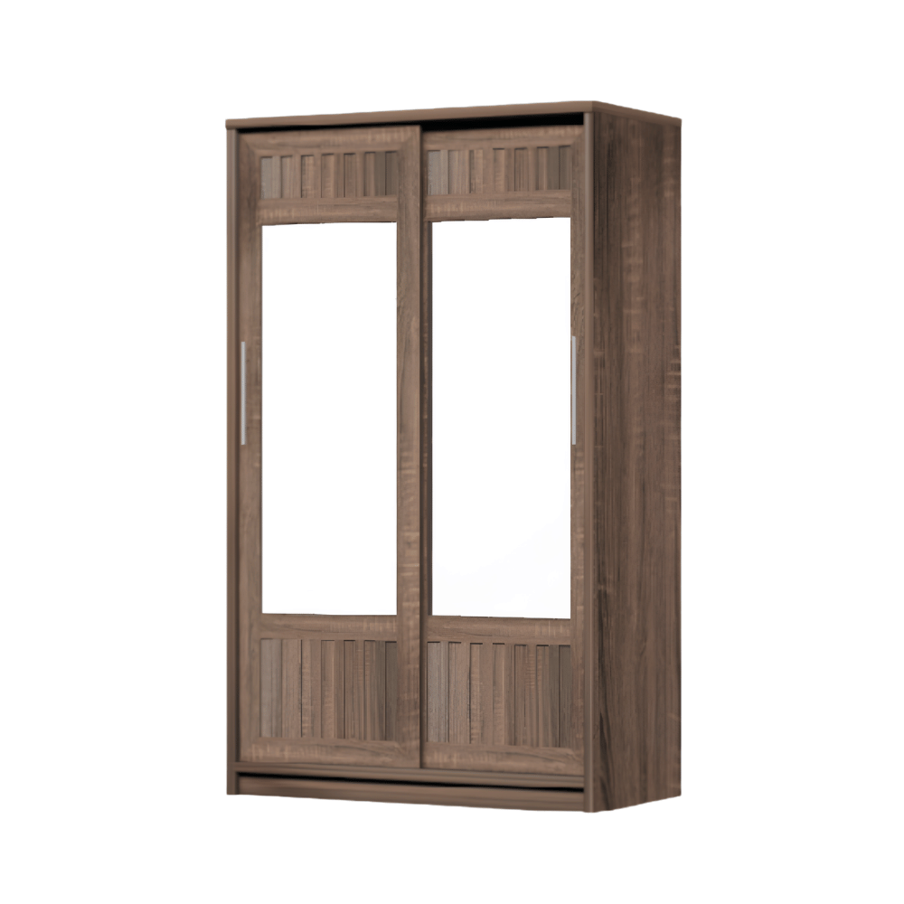 ตู้เสื้อผ้าบานเลื่อนกระจกเงา WISDOM DESIGN FURNITURE รุ่น W12SL 120 ซม. สีวอลนัท